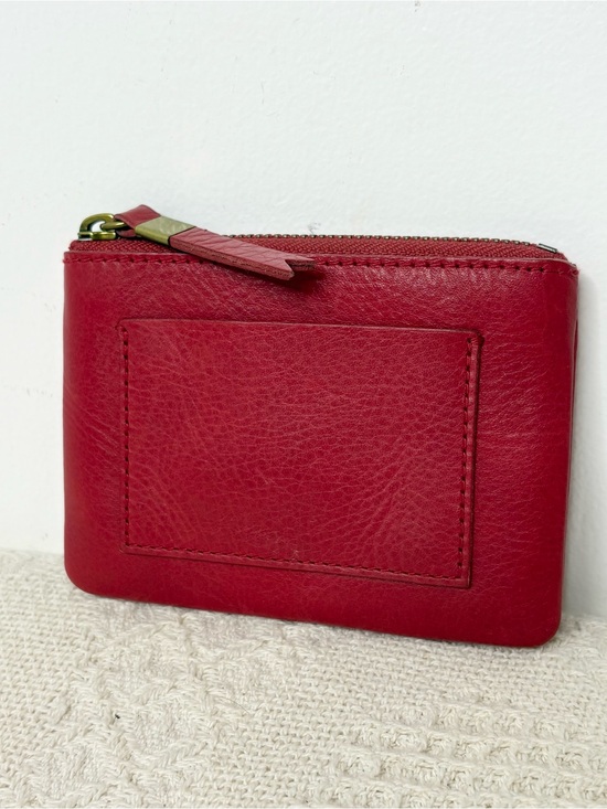 Madewell Handbags - Madewell Small Travel Zip Pouch Scarlet Compact Red Leather Card Wallet